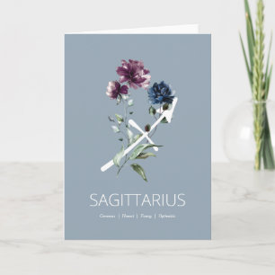 Modern Floral Sagittarius Traits Birthday Card Kaart