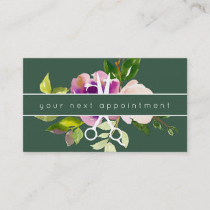 Modern Floral Salon Scissors Logo Benoeming Visitekaartje