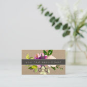 Modern Floral Salon Scissors Logo Benoeming Visitekaartje (Staand voorkant)