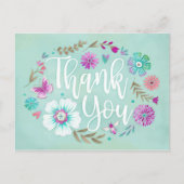 Modern Floral Script Bedankt Briefkaart (Voorkant)