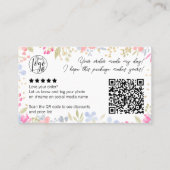 Modern floral script order logo dank u qr visitekaartje (Achterkant)