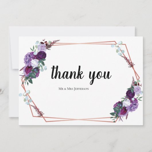 Modern Floral Script Wedding Bedankkaart (Voorkant)