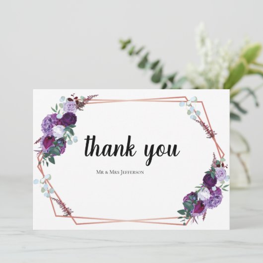 Modern Floral Script Wedding Bedankkaart (Staand voorkant)