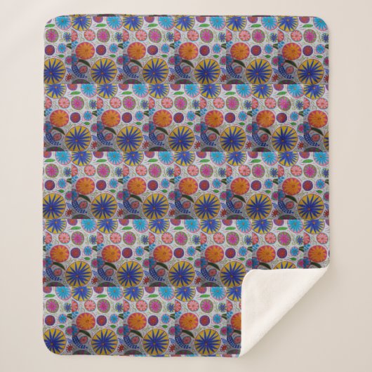 Modern Floral Sherpa Blanket Sherpa Deken (Voorkant)