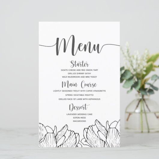 Modern Floral Simple Wedding Menu (Staand voorkant)