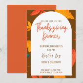 Modern Floral Thanksgiving Dinner Invitation Kaart (Voorkant / Achterkant)