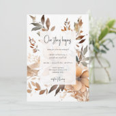 Modern Floral Two Sided Wedding Invitation (Debout devant)