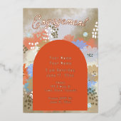 Modern Floral Verloving Folie uitnodiging (Voorkant)