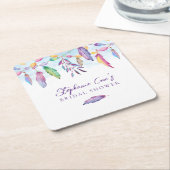 Modern Floral Vierkante Kartonnen Onderzetter (Schuin)