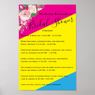 Modern Floral 💍 Vrijgezellenfeest Reisschema Poster