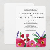 Modern Floral Waterverf Wedding Kaart (Voorkant / Achterkant)