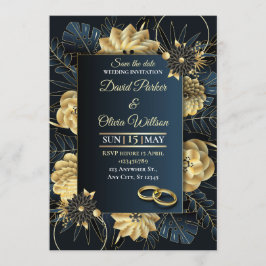 Modern Floral Wedding Invitation Custom card Kaart