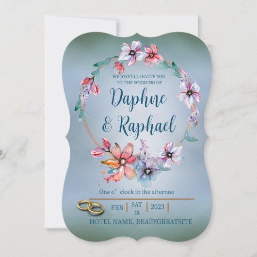 Modern Floral Wedding Invitation Kaart (Voorkant)