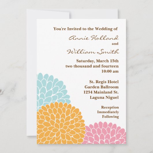 Modern Floral Wedding Invitation Kaart (Voorkant)