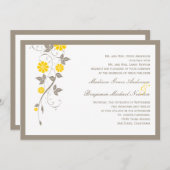 Modern Floral Wedding Invitation - Mustard Kaart (Voorkant / Achterkant)