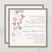 Modern Floral Wedding Invitation - Soft Pink Kaart (Voorkant / Achterkant)