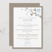 Modern Floral Wedding Menu - Aqua Blue (Voorkant / Achterkant)