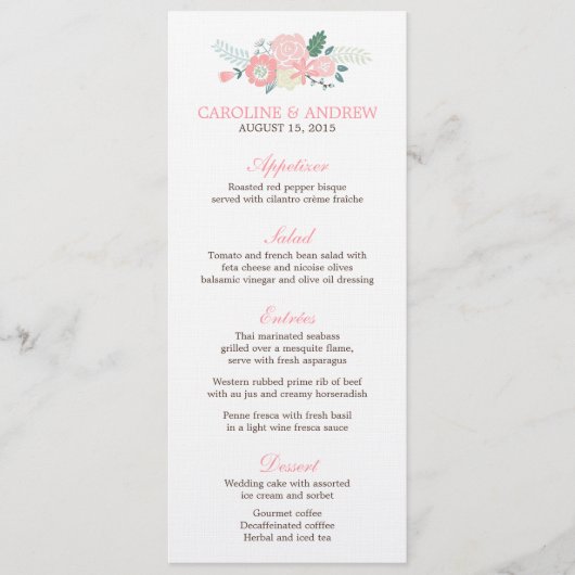 Modern Floral Wedding Menu Kaarten (Voorkant)