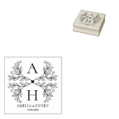 Modern Floral Wedding Monogram Rubberstempel (Gestempeld)