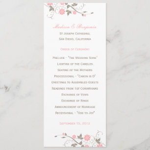 Modern Floral Wedding Programme - Soft Pink Programma