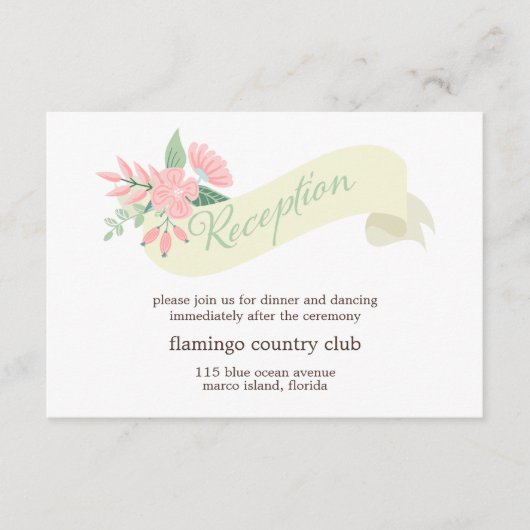Modern Floral Wedding Reception Card Informatiekaartje (Voorkant)