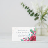 Modern Floral Wedding Red Roses Informatiekaartje (Staand voorkant)