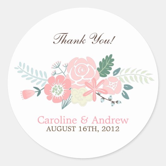 Modern Floral Wedding Ronde Sticker (Voorkant)