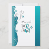 Modern Floral Wedding | Turquoise en Silver Kaart (Achterkant)