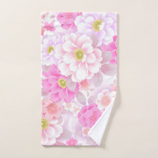 Modern Floral White Rose Bad Handdoek (Handdoek)