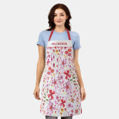 Modern Floral Wildflower gepersonaliseerde naam Schort (Gedragen)