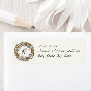 Modern Floral Wreath Greetings Etiket