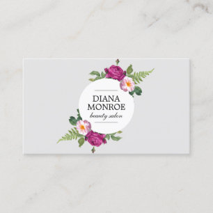 Modern Floral Wreath Grey Salon Visitekaartje
