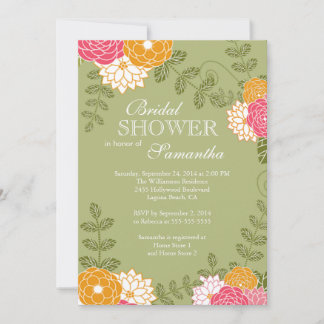 Modern Floral Zinnia & Mums Flower Vrijgezellenfee Kaart