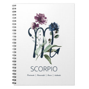 Modern Floral Zodiac Star Sign Scorpio Notitieboek