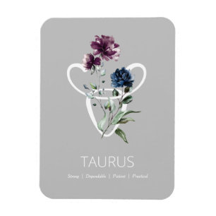 Modern Floral Zodiac Star Sign Taurus Magneet