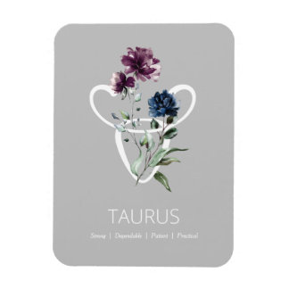 Modern Floral Zodiac Star Sign Taurus Magneet