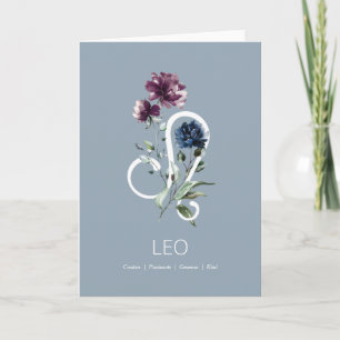 Modern Floral Zodiac sterrenbeeld Leo Verjaardag K Kaart