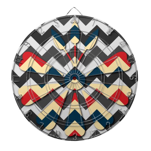 Modern Flower Chevron Zigzag Pattern Dartbord (Voorkant)