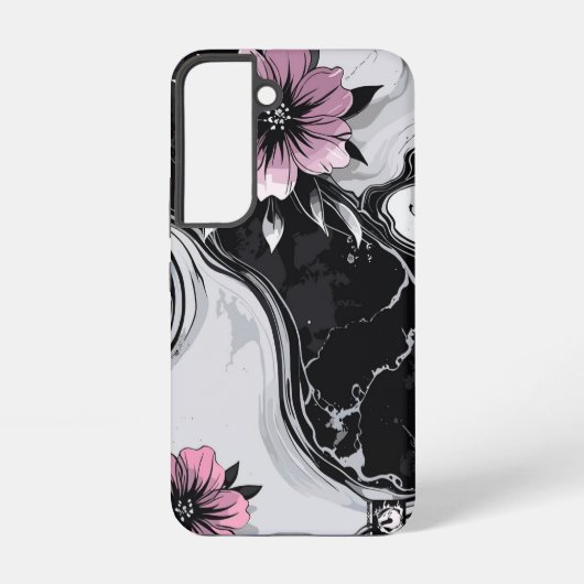 Modern Flowers Marble Samsung Galaxy Hoesje (Achterkant)