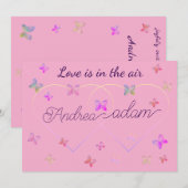 modern flying butterflies heart invitation kaart (Voorkant / Achterkant)