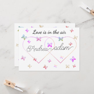 modern flying butterflies heart invitation kaart