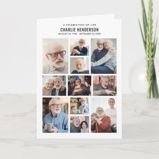 Modern Folded 15-foto Memorial/Funeral Programme Programma (Voorkant)