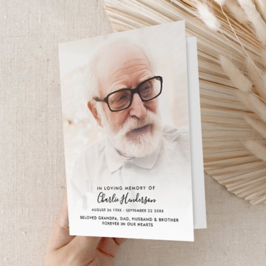 Modern Folded 4-Page 1-Photo Celebration of Life Programma