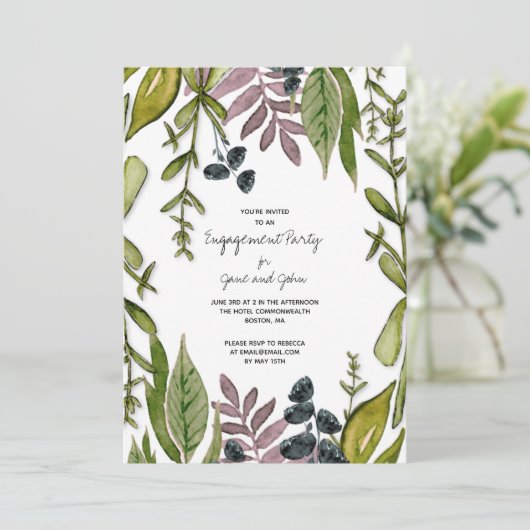 Modern Foliage Engagement Party uitnodiging (Staand voorkant)