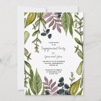 Modern Foliage Engagement Party uitnodiging