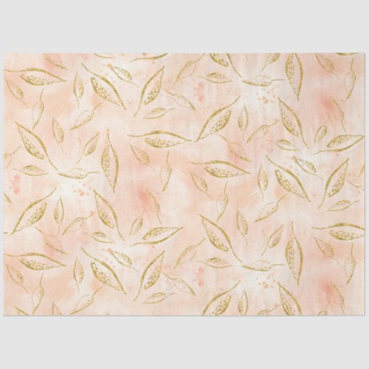 Modern Foliage Greenery Gouden Gouden Waterverf Tissuepapier (Voorkant)