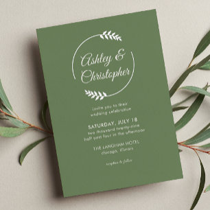 Modern Foliage Lijst Camouflage Green Wedding Folie Uitnodiging
