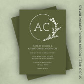 Modern Foliage Lijst Olijfgroen bruiloft Kaart