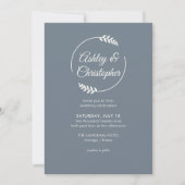 Modern Foliage Lijst Slate Grey All-in-One Wedding Kaart (Voorkant)