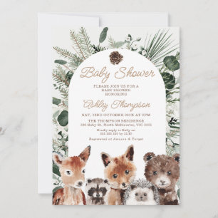 Modern Foliage Woodland Baby shower Kaart